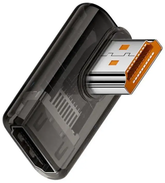 Main image of JAENFONG 90 Degree Left Angled Low Profile HDMI Male to HDMI 2.1 Female Adapter UHD 8K 60hz HDTV Extender Transparent with Smart LED Light for Monitor TV Projector