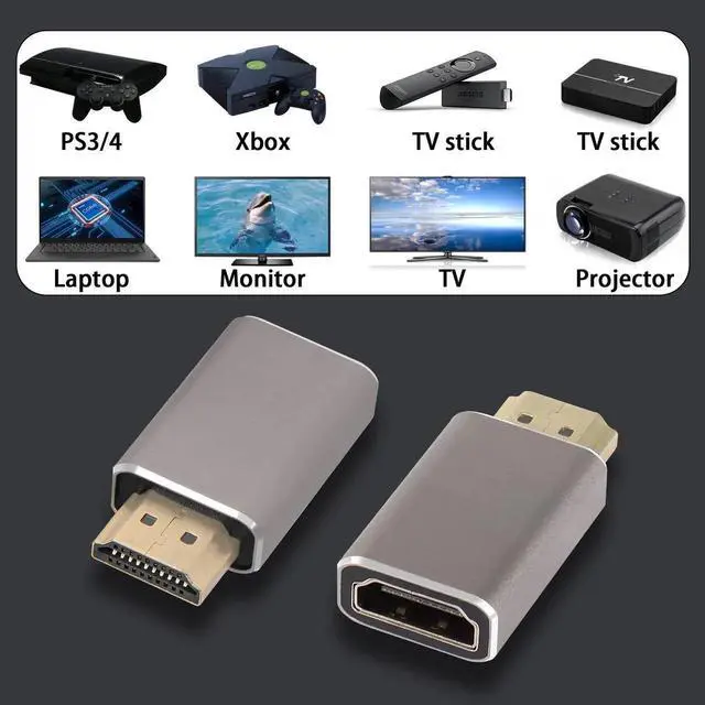 Alt view image 6 of 7 - JAENFONG 8K HDMI Male to Female Extension Adapter Coupler HDMI 2.1 Ultra HD Extender Converter, Support 8K@60Hz/4K@120Hz HDR, for HDTV Projector Laptop PC,2 pcs