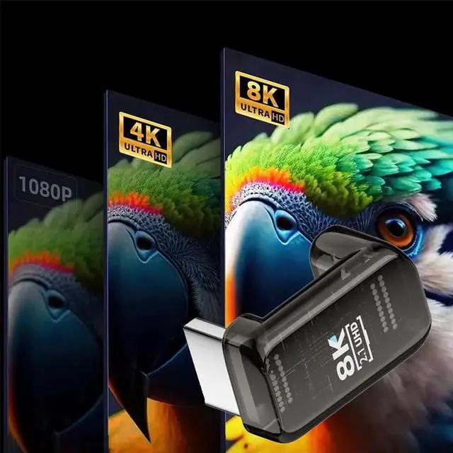 Alt view image 2 of 3 - JAENFONG 360 Degree Down Angled Opposite U Shape Back HDMI Male to HDMI 2.1 Female Adapter UHD 8K 60hz HDTV Extender Transparent with Smart LED Light for Monitor