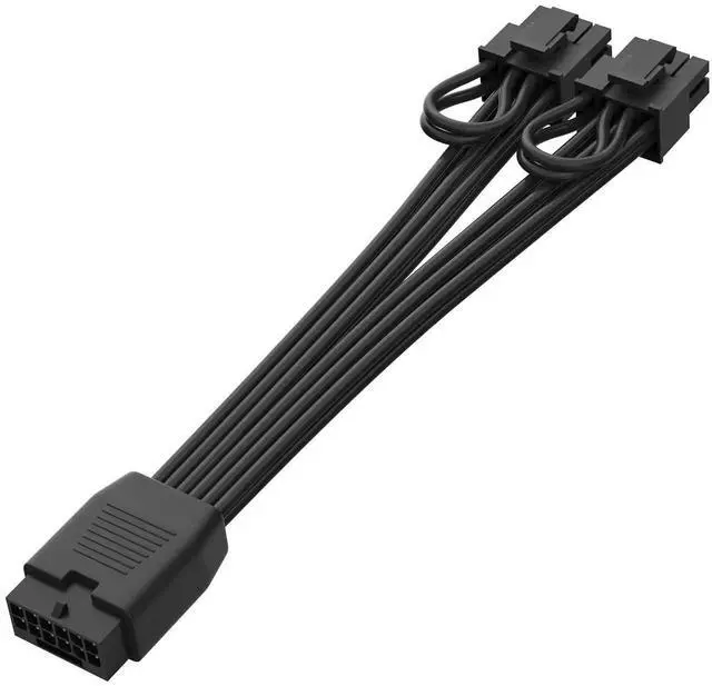 Alt view image 6 of 6 - JAENFONG 12VHPWR Cable Extension, 16 Pin(12+4) Female to Dual PCIe 8 Pin(6+2) Male GPU, PSU Conversion Cable for Power Supply 6.8 in(17cm)