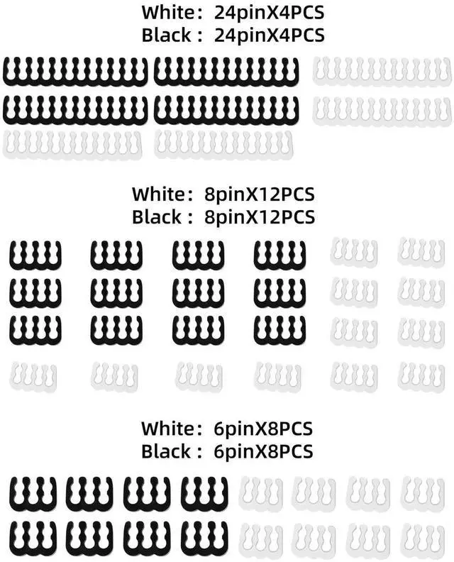 Alt view image 3 of 7 - JAENFONG Cable Comb Kit,PSU Cable Combs,CPU Cable Management,48 pcs Set 24-pin x 8,8-pin x 24,6-pin x 16,3mm up to 3.4mm black