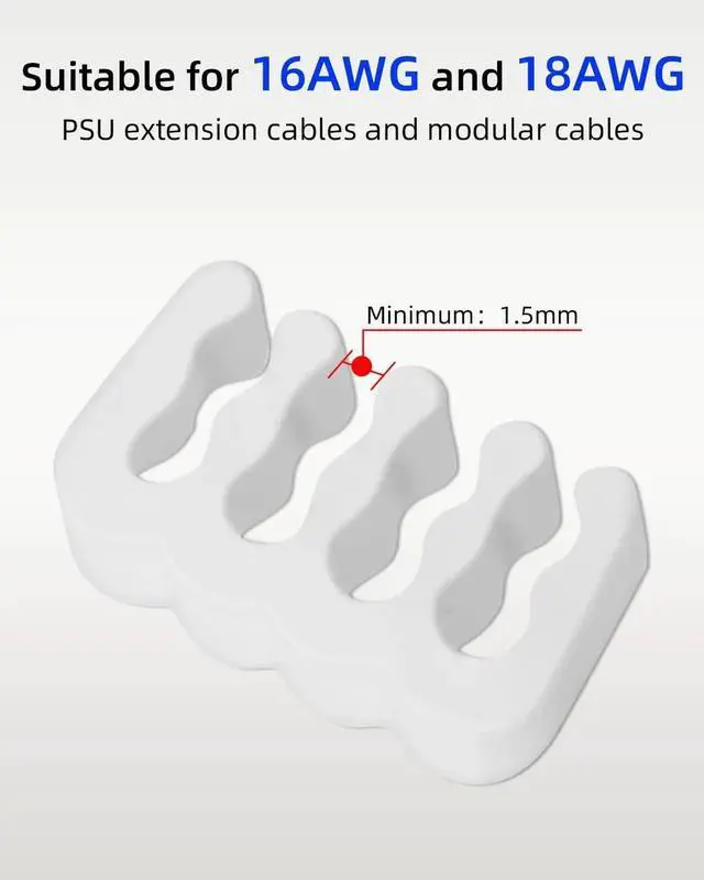 Alt view image 4 of 7 - JAENFONG Cable Comb Kit,PSU Cable Combs,CPU Cable Management,48 pcs Set 24-pin x 8,8-pin x 24,6-pin x 16,3mm up to 3.4mm black