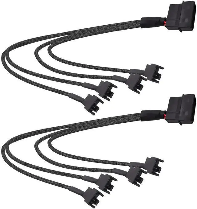 Main image of JAENFONG Molex to PC Fan Power Splitter Cable, 4 Pin Molex to 4 x 3 Pin /4 Pin 12V PC Case Fan Connector Adapter Y Splitter Extension Power Cable Cord -27cm - 2pcs