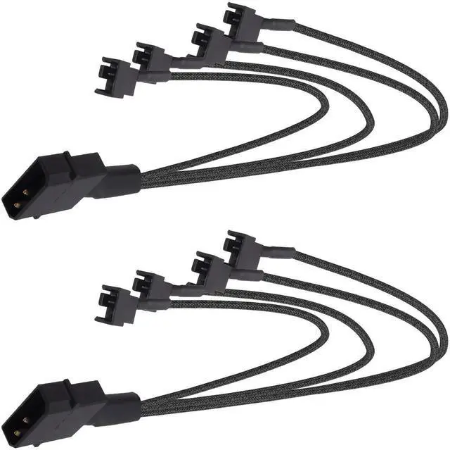 Alt view image 5 of 7 - JAENFONG Molex to PC Fan Power Splitter Cable, 4 Pin Molex to 4 x 3 Pin /4 Pin 12V PC Case Fan Connector Adapter Y Splitter Extension Power Cable Cord -27cm - 2pcs