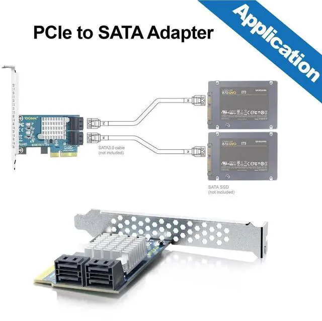Alt view image 3 of 4 - JAENFONG 4-Port PCIe SATA Expansion Card, 6Gbps SATA III Controller with 4 Cables & Low Profile Bracket, PCIe x4, Support 4 Devices for PC/Server/NAS