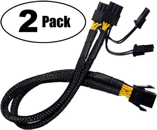 Alt view image 2 of 4 - JAENFONG PCI-e 6 Pin to Dual PCIe 8 Pin (6+2) Graphics Card PCI Express Power Adapter GPU VGA Y-Splitter Extension Cable Mining Video Card Sleeved Power Cable 9 inches (2 Pack)