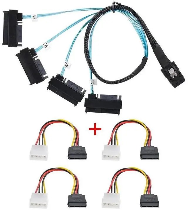 Alt view image 6 of 7 - JAENFONG Cable Internal Mini SAS 4X SFF-8087 36Pin Host to SAS Hard Disk SFF-8482 29Pin Target Fanout Cable with IDE Power 100cm