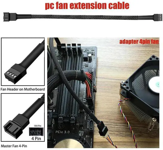Alt view image 2 of 7 - JAENFONG 10.6" pwm Fan Extension Cable4 pin Fan Extension CableCable Extension pcPC Fan Extension Cable, PWM Fan Extension Cable, PWM Extension Cable(10.6"27cm 5pcs)