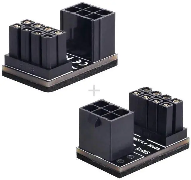 Alt view image 5 of 6 - JAENFONG ATX 6Pin Female to 8pin Male 180 Degree Angled Power Adapter for Desktops Graphics Card