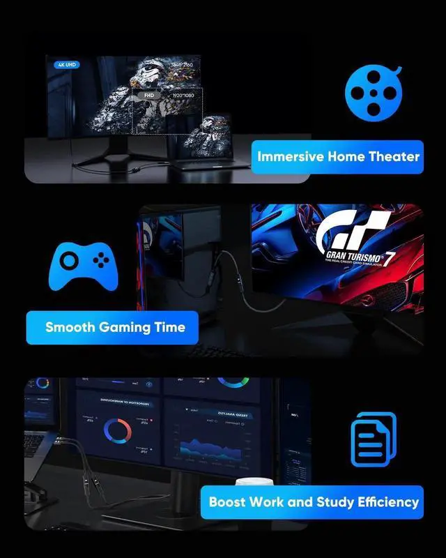 Alt view image 2 of 7 - JAENFONG 4K DisplayPort to HDMI Adapter, Uni-Directional DP to HDMI Adapter Converter Cable Male to Female, HDMI Abapter Compatible with Laptop Desktop HDTV Monitor Projector, Black, Passive 1FT