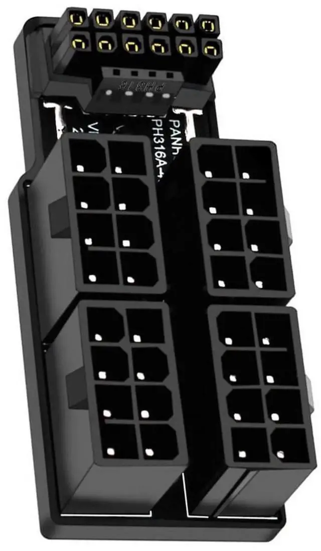 Main image of JAENFONG PCIe 5.0 Power Modular Adapter to Four ATX 8P 16Pin(12+4) 12VHPWR Connector Down Angled 90 Degree for 4080 5090TI Graphics Card
