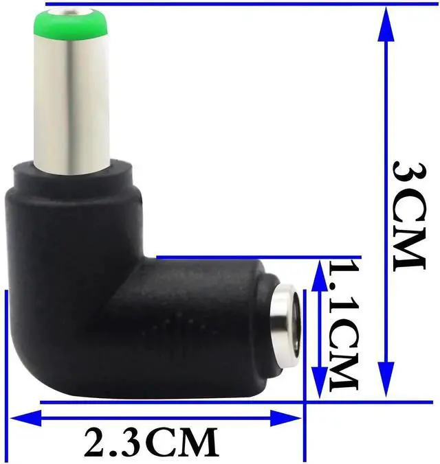 Alt view image 3 of 7 - JAENFONG DC 6.3x3.0mm Male 90 Degree Angle to DC5.5x2.1mm Female Adapter 5 Volt DC Barrel Power Jack Charging Cable Connector for Tablet (DC6.3x3.0mm)(2pack)