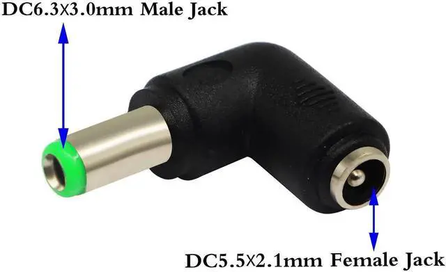 Alt view image 2 of 7 - JAENFONG DC 6.3x3.0mm Male 90 Degree Angle to DC5.5x2.1mm Female Adapter 5 Volt DC Barrel Power Jack Charging Cable Connector for Tablet (DC6.3x3.0mm)(2pack)