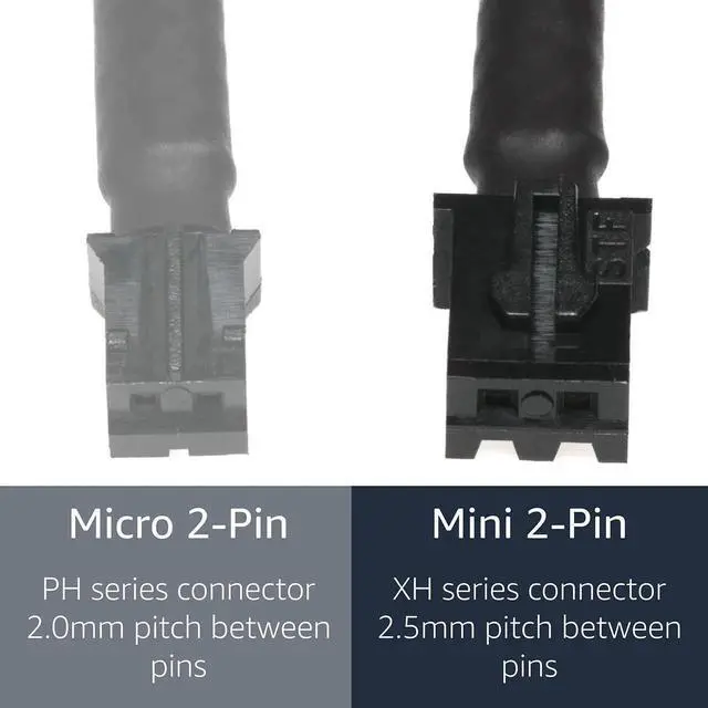 Alt view image 3 of 7 - JAENFONG Mini 2-Pin Fan Adapter Cables (2-Pack) - 4-inch (10cm), Black Sleeved - Connect 3-Pin & 4-Pin PC Fans to Mini 2-Pin JST XH 2.5mm Headers