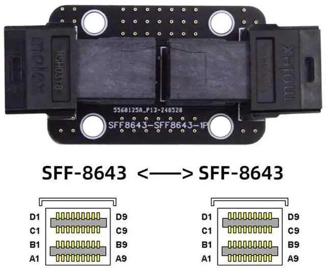 Alt view image 3 of 7 - JAENFONG PCI-Express 4.0 Mini SAS HD SFF-8643 Female to SFF-8643 Female PCBA Coupler Adapter Extender