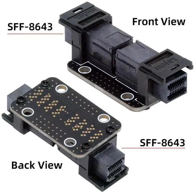 Alt view image 2 of 7 - JAENFONG PCI-Express 4.0 Mini SAS HD SFF-8643 Female to SFF-8643 Female PCBA Coupler Adapter Extender
