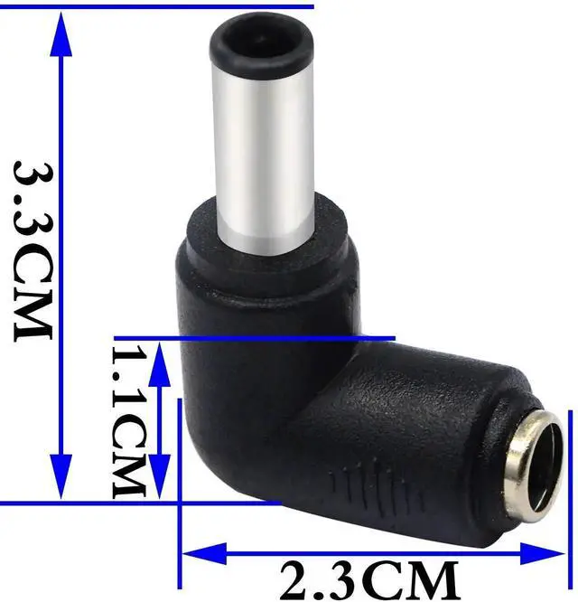 Alt view image 4 of 7 - JAENFONG DC6.0x4.3mm Male 90 Degree Angle to DC5.5x2.1mm Female Adapter 5 Volt DC Barrel Power Jack Charging Cable Connector for Tablet (DC6.0x4.3mm)(2pack)