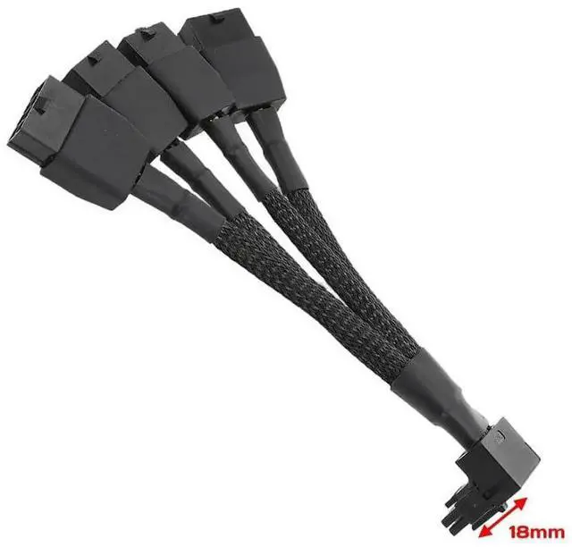 Alt view image 3 of 4 - JAENFONG 12VHPWR 16 Pin 12+4 pin GPU Cable to 4X 8 Pin PCIe 5.0 Extension 90 Degree Angle Sleeved Adapter for GeForce RTX 4090 4080 4070Ti 3090Ti Graphic Card 5.9-inch (Type B)