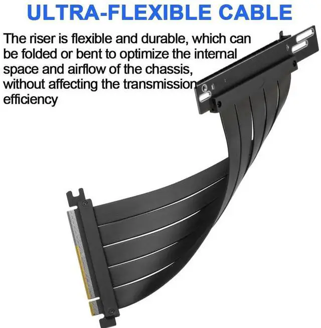 Alt view image 2 of 6 - PCIE 4.0 Riser Cable 90 Degree, PCIe 4.0 x16 High Speed Flexible Extender Card, EMI Shielded 30AWG, TPE Cable Sleeves, Pcie 4.0 Riser Compatible with 4090 4080 4070 3090 and Pcie 3.0 System 20cm