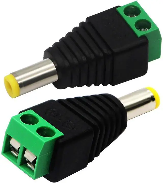 Alt view image 3 of 7 - JAENFONG DC 5.5 X 2.1mm Adapter 2.1 X5.5mm Male Barrel Power Jack to 2 Pin/Way Female Bolt Screw Type terminals Adapter Connector for CCTV Security Camera, LED Strip Light, DVR12V(10pcak Male)