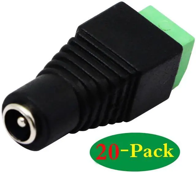 Alt view image 6 of 7 - JAENFONG DC 5.5 X 2.1mm Adapter - 2.1mm to 5.5mm Female Barrel Power Jack to 2 Pin/Way Female Bolt Screw Type Terminals Connector for CCTV Security Camera, LED Strip Light (20 Pack)