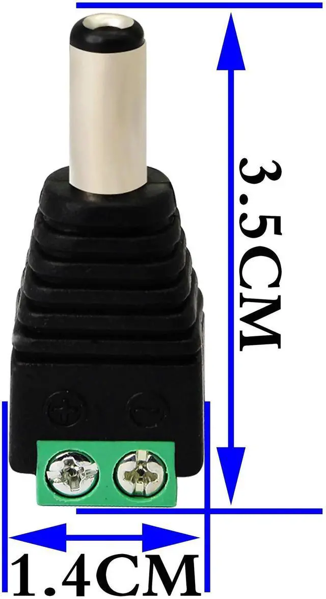Alt view image 3 of 7 - JAENFONG DC 5.5 X 2.1mm Adapter 2.1 X5.5mm Male Barrel Power Jack to 2 Pin/Way Female Bolt Screw Type terminals Adapter Connector for CCTV Security Camera, LED Strip Light, DVR12V(20-Pack Male)