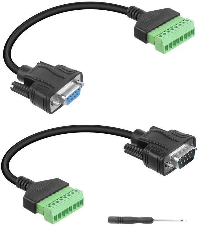 Main image of JAENFONG DB9 Solderless Extension Cable, DB9 RS232 D-SUB Male & Female Serial Terminal Connector Signal Module (1Pair)