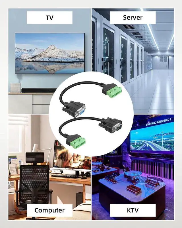 Alt view image 7 of 7 - JAENFONG DB9 Solderless Extension Cable, DB9 RS232 D-SUB Male & Female Serial Terminal Connector Signal Module (1Pair)