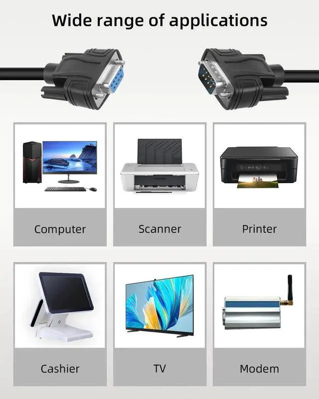 Alt view image 4 of 7 - JAENFONG DB9 Solderless Extension Cable, DB9 RS232 D-SUB Male & Female Serial Terminal Connector Signal Module (1Pair)
