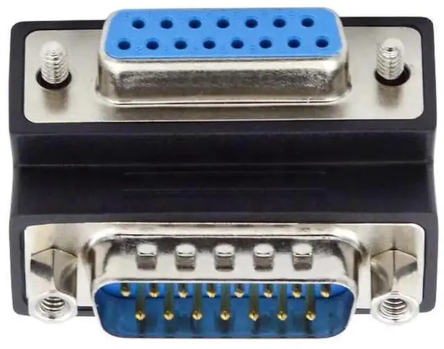 Alt view image 5 of 6 - JAENFONG DB15 Serial Adapters D-SUB 15-pin RS232 D-subminiature Adapter Male to Female with Screw Nuts DB Connector Up 90 Degree Angled