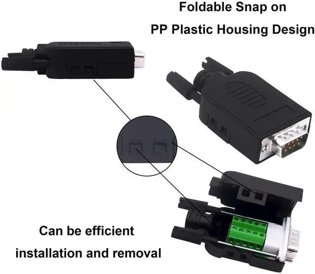 Alt view image 3 of 7 - JAENFONG DB9 Male Solderless Connector Breakout Board RS232 D-SUB 9 Pin Serial Adapter Terminal Block with Case-2 Packs (Male)