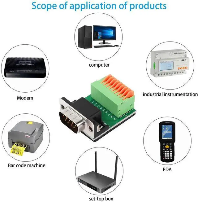 Alt view image 2 of 6 - JAENFONG DB9 Male Solderless Breakout Board Connector RS232 D-SUB Serial to 9 Pin Port Terminal Solderless Adapter for Serial Communication Interface Devices (Male)