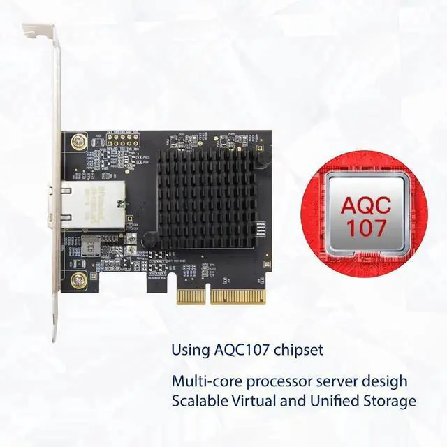 Alt view image 5 of 5 - JAENFONG 1 Port 10 Gigabit Ethernet Network Card - PCIe x4 10Gb 10GBASE-T NIC AQTION AQC107-10Gbps Ethernet PCI-Express x4 Adapter SD-PEX24055