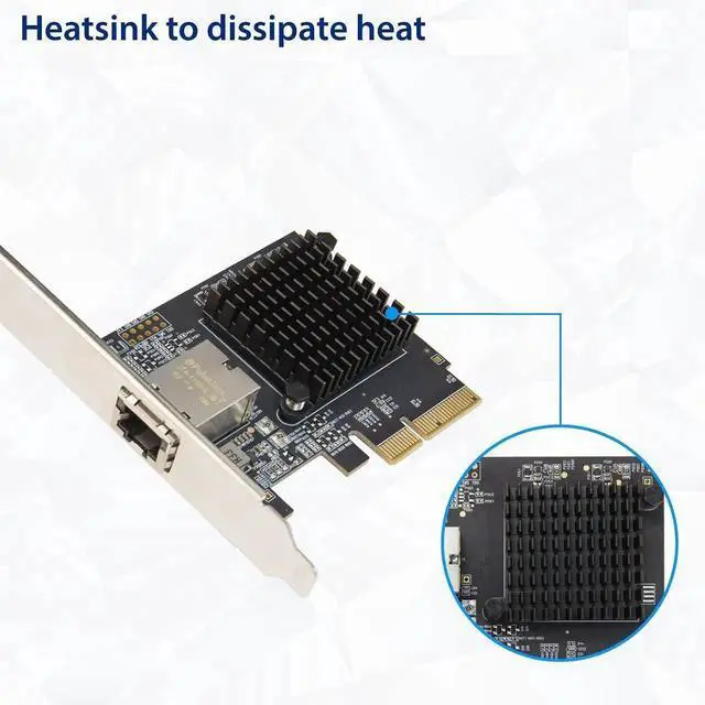 Alt view image 4 of 5 - JAENFONG 1 Port 10 Gigabit Ethernet Network Card - PCIe x4 10Gb 10GBASE-T NIC AQTION AQC107-10Gbps Ethernet PCI-Express x4 Adapter SD-PEX24055