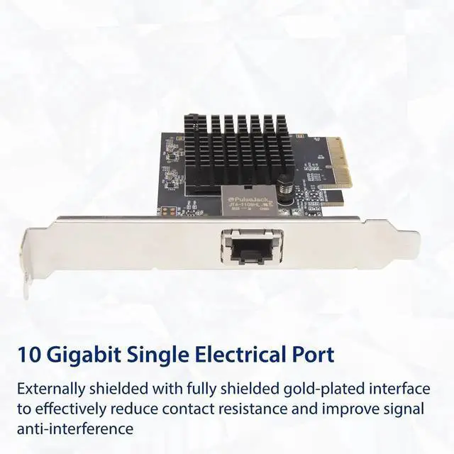 Alt view image 2 of 5 - JAENFONG 1 Port 10 Gigabit Ethernet Network Card - PCIe x4 10Gb 10GBASE-T NIC AQTION AQC107-10Gbps Ethernet PCI-Express x4 Adapter SD-PEX24055