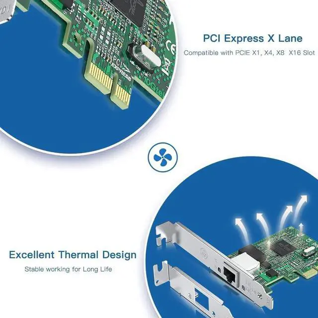 Alt view image 6 of 6 - JAENFONG Gigabit PCIe NIC with D.ell Broadcom BCM5751 Chip, 1Gb Network Card Compare to Broadcom BCM5751-T1, Single RJ45 Port, PCI-E X1, Ethernet Card with Low Profile for Windows/Windows Server/Linux