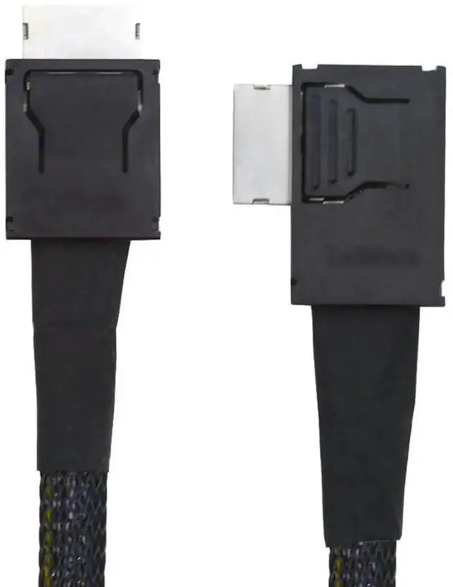 Main image of JAENFONG Left Angled 90 Degree Connector Dual Shield OcuLink PCIe 4.0 PCI-Express SFF-8611 4i Male to SFF-8611 Male Data Active Cable for External eGPU SSD, 50cm