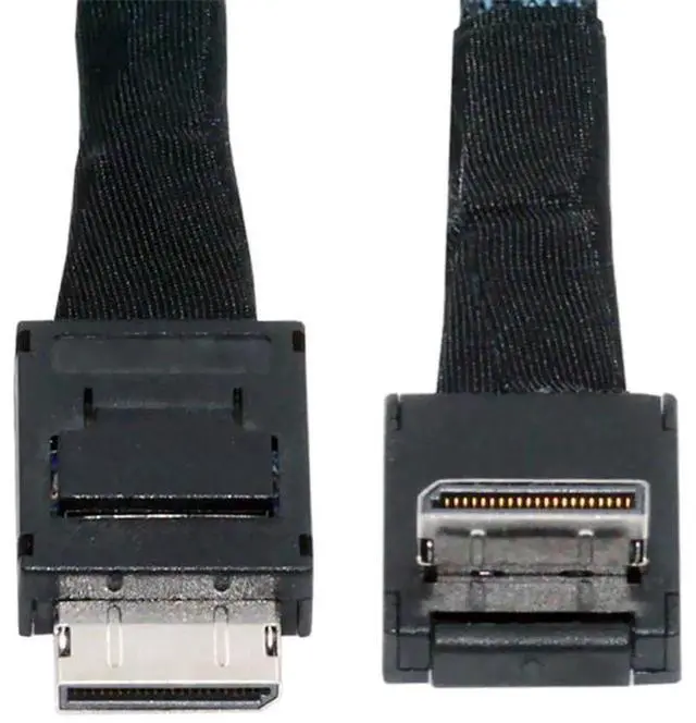 Alt view image 2 of 7 - JAENFONG Down Angled 90 Degree Connector Dual Shield OcuLink PCIe 4.0 PCI-Express SFF-8611 4i Male to SFF-8611 Male Data Active Cable for External eGPU SSD, 80cm