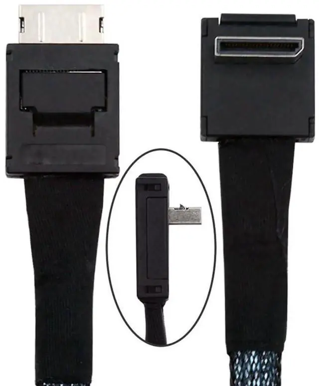 Main image of JAENFONG Down Angled 90 Degree Connector Dual Shield OcuLink PCIe 4.0 PCI-Express SFF-8611 4i Male to SFF-8611 Male Data Active Cable for External eGPU SSD, 80cm