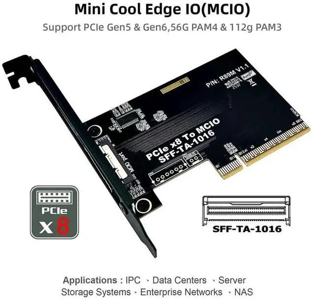 Alt view image 5 of 7 - JAENFONG MCIO 8i External Mini Cool Edge IO SFF-TA-1016 to PCI-Express 8X PCIE5.0 VROC Adapter for Mainboard SSD Graphics Card