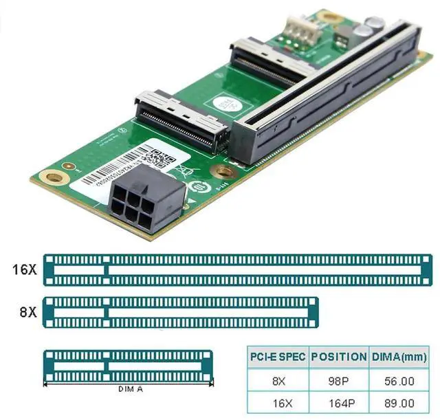 Alt view image 3 of 7 - JAENFONG Dual MCIO 8i Mini Cool Edge IO SFF-TA-1016 to 16x PCI-Express PCIE5.0 VROC Adapter for Mainboard SSD Graphics Card