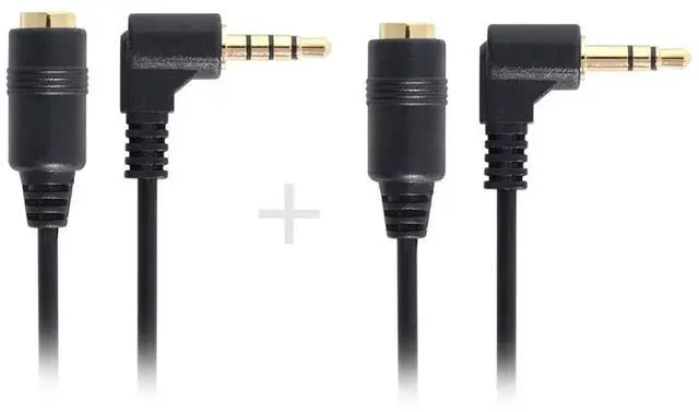 Alt view image 6 of 6 - JAENFONG 1Set 3/4 Poles Audio Stereo 90 Degree Right Angled 3.5mm Male to Female Extension Cable