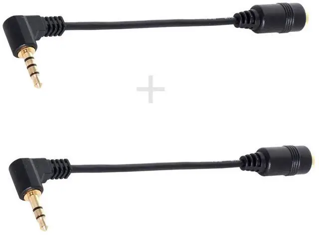 Alt view image 2 of 6 - JAENFONG 1Set 3/4 Poles Audio Stereo 90 Degree Right Angled 3.5mm Male to Female Extension Cable