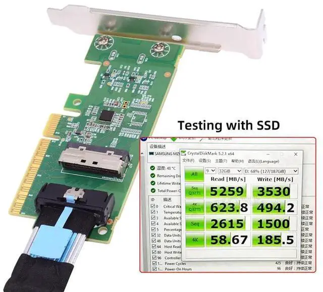 Alt view image 4 of 7 - JAENFONG PCIE5.0 Extender Adapter PCI-Express 8X to MCIO 8i Mini Cool Edge IO SFF-TA-1016 Interface Expansion Controller Card for Mainboard SSD Graphics Card