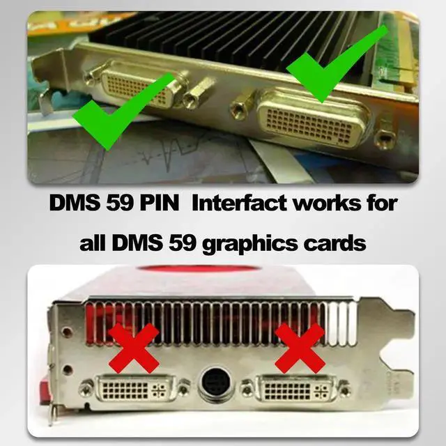Alt view image 7 of 7 - JAENFONG LFH DMS-59 Pin to HDMI 1.4 Adapter 59 Pin DVI Male to HDMI Female Convertor Connector for PC Desktop Graphics Card Computer Accessory