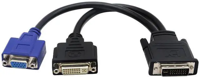 Alt view image 7 of 7 - JAENFONG 10 in/30cm Wyse DVI Splitter Cable - DVI-I to VGA - M/F - Comparable to Wyse Y-Cable
