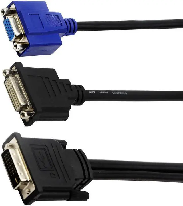 Alt view image 6 of 7 - JAENFONG 10 in/30cm Wyse DVI Splitter Cable - DVI-I to VGA - M/F - Comparable to Wyse Y-Cable