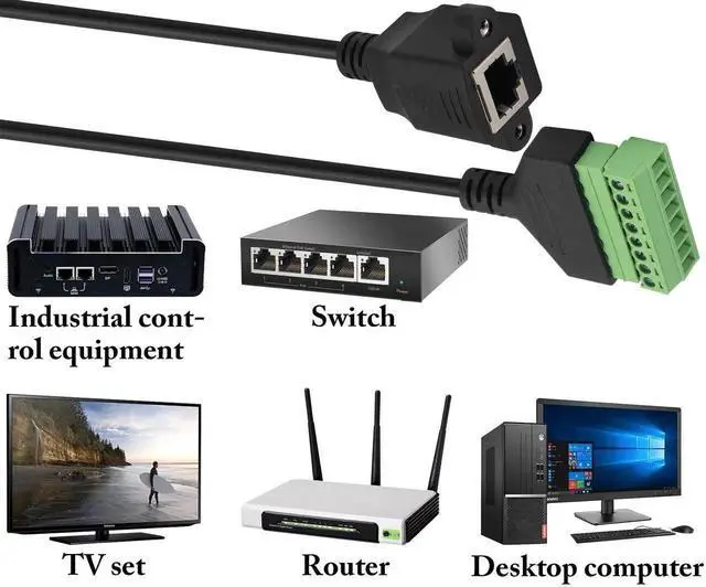 Alt view image 7 of 7 - JAENFONG RJ45 Screw Terminal Connector Cable RJ45 Female to 8 Pin Solderless Wire Screw Terminal Network Connector RJ45/8P 8C Ethernet Cable for AV CCTV DVR etc in-Line Coupler.(30cm/2Pack)