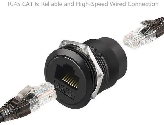 Alt view image 5 of 6 - JAENFONG RJ45 CAT6 Panel Mount Adapter Female-to-Female Ethernet Pass-Through Connector, 10 Gbps Bulkhead Interface Adapter, XLR/D-Panel Mountable with Waterproof & Dustproof Cover (5-Pack Black)