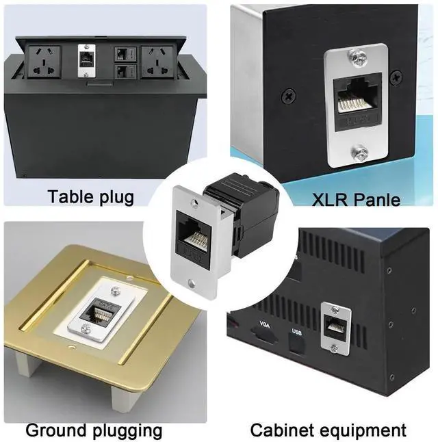Alt view image 2 of 7 - JAENFONG CAT6 RJ45 Rectangular Panel Crimp Adapter No Tool RJ45 8P8C Female Panel Mount Ethernet Connector RJ45 Crimping Mount Socket T568A/B, for Equipment Panel Desktop Wall